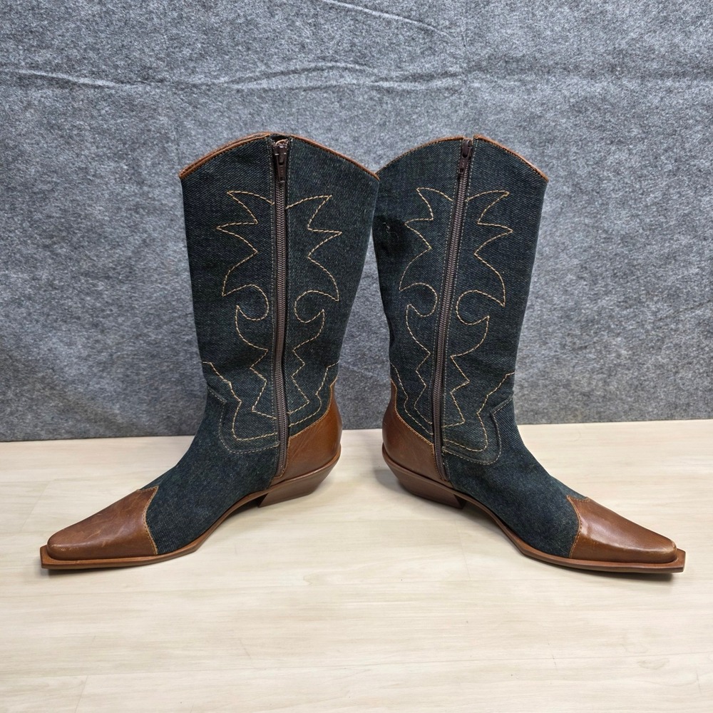 Coconut Matisse Women's Faux Leather Denim Cowboy Boots Western Size 7.5 M - Picture 10 of 12